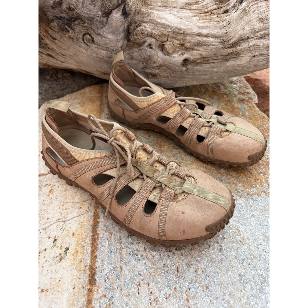 Tsubo AC5-03 Tan Leather Mesh Hybrid Cutout Sneakers Womens 8 EUR 38